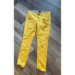 Tommy Hilfiger Embroidered Dachshund Dog Print Yellow Pants Size 2